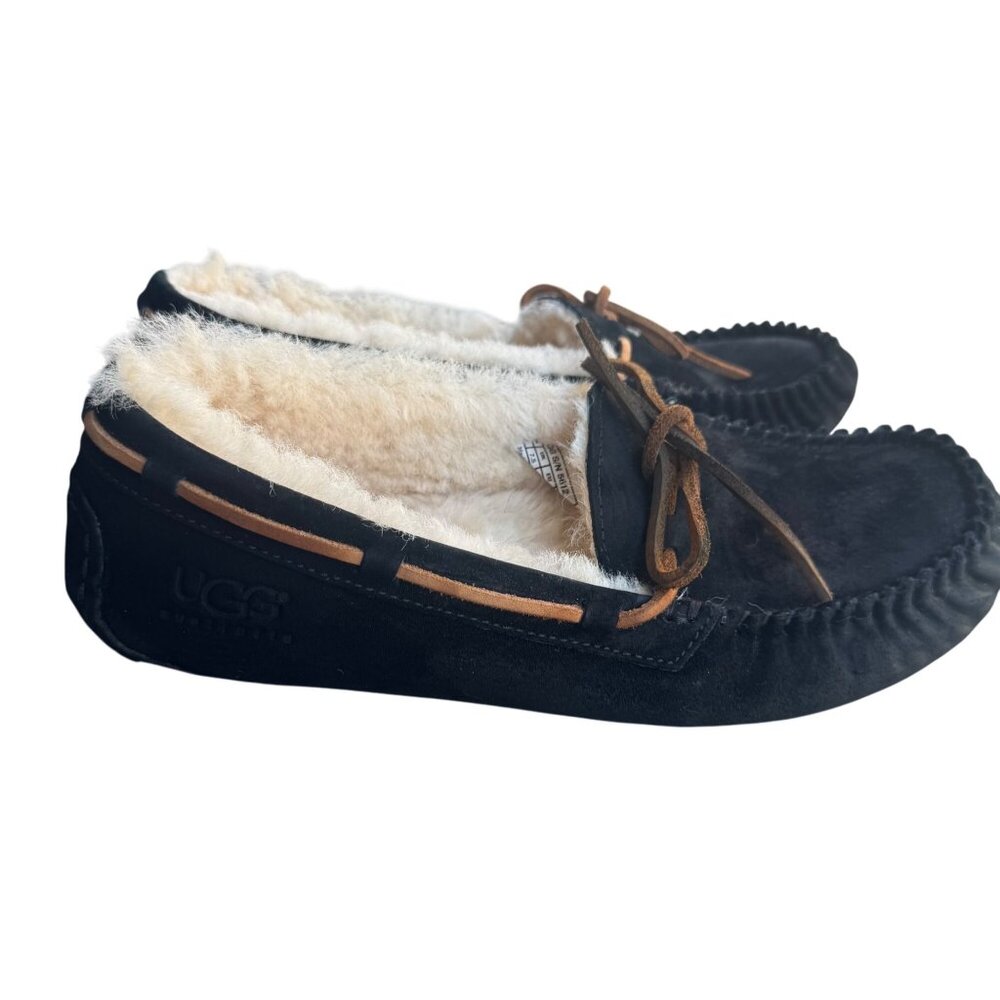 UGG Australia Dakota Women's Size 9 Sheepskin Moccasin Slippers Suede  Black